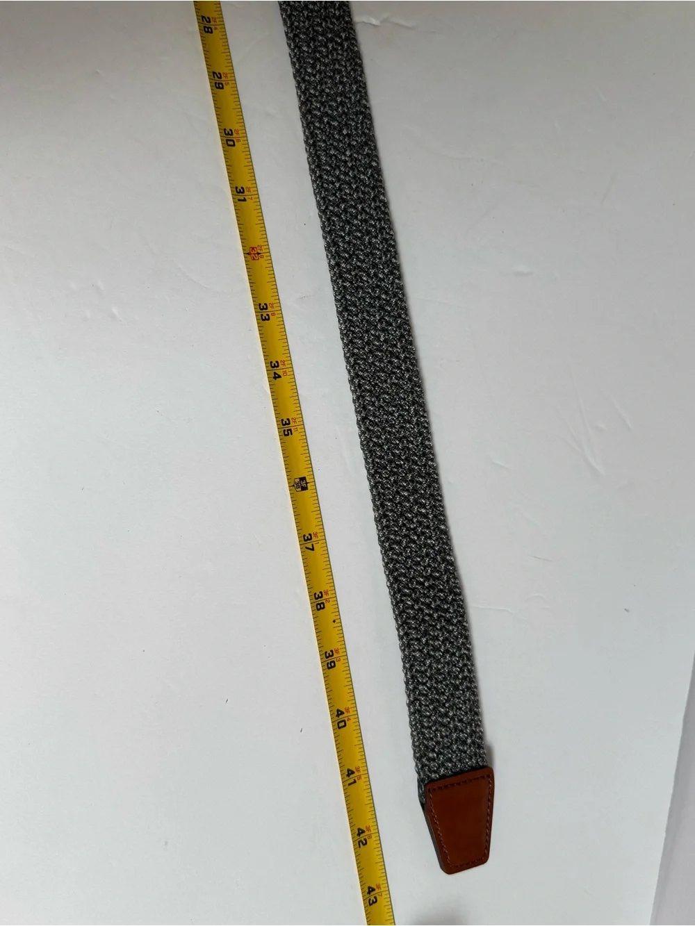 Italian Leather Woven Braided Stretch Belt Gray Brown 38 Casual Golf